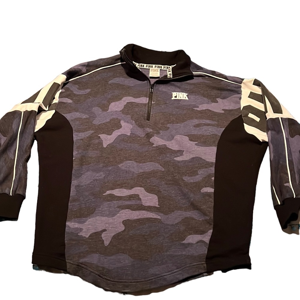 PINK half zip pullover camo sweatshirt size small
